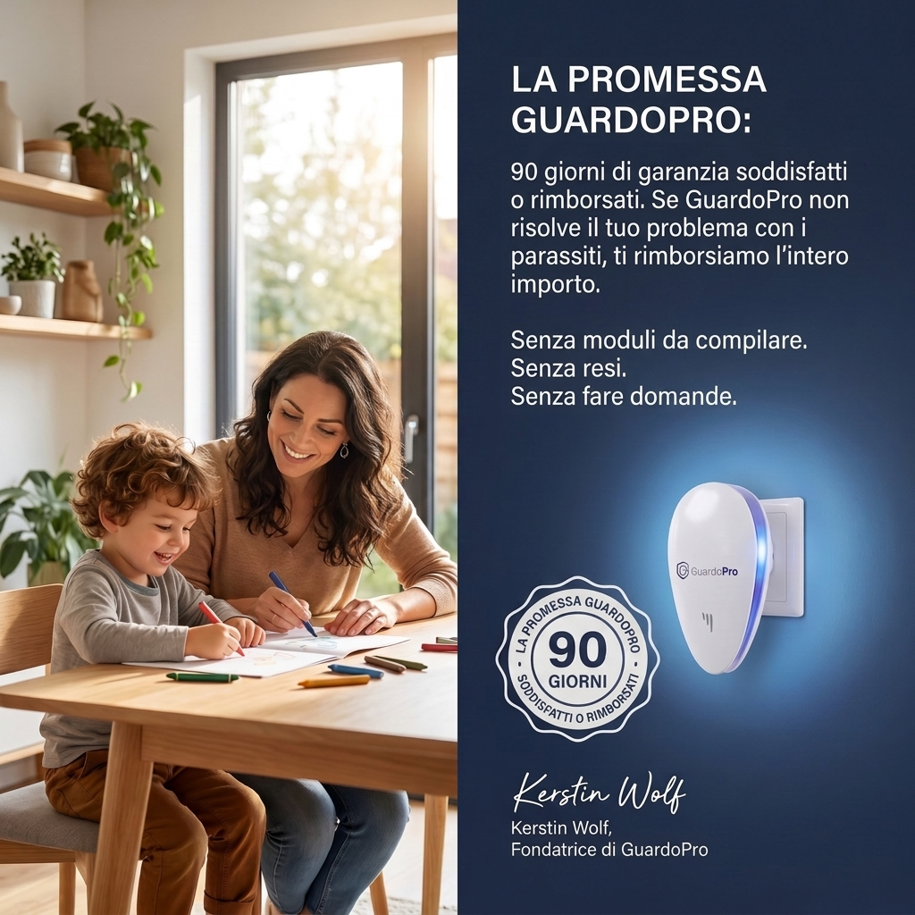 GuardoPro | Repellente a ultrasuoni da presa – Contro oltre 14 tipi di parassiti, senza veleno